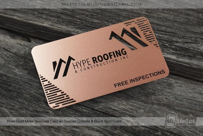 Rose Gold Metal Business Card For Roofing