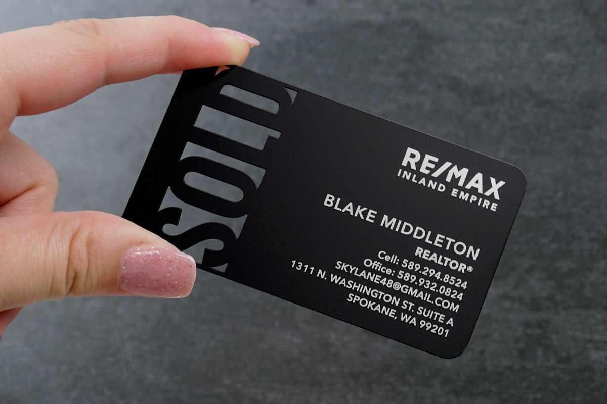 My Metal Business Card | Sold Cutout Real Estate Metal Business Card Sleek Black