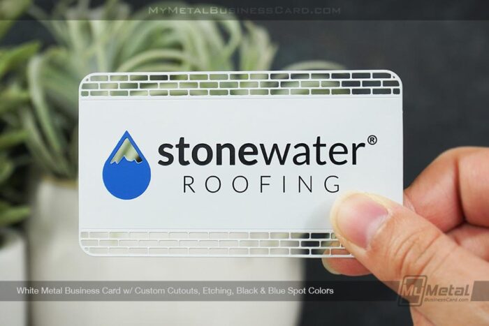 White Metal Business Card For Roofing