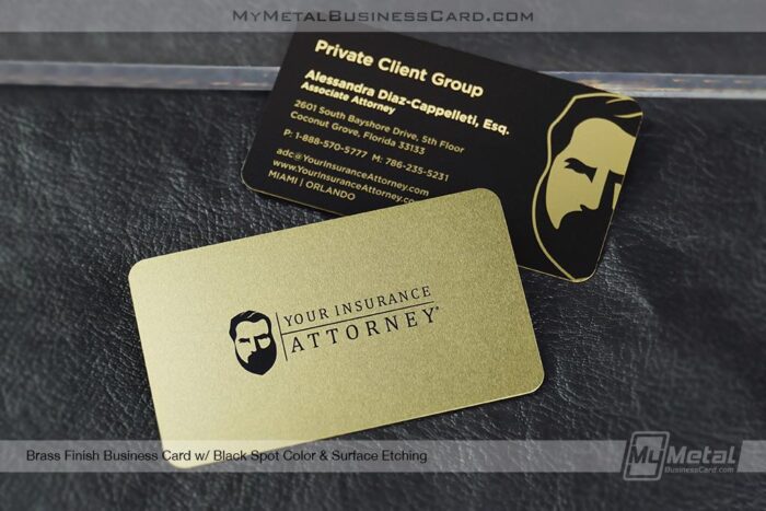 Brass Finish Metal Business Cards For Attorneys