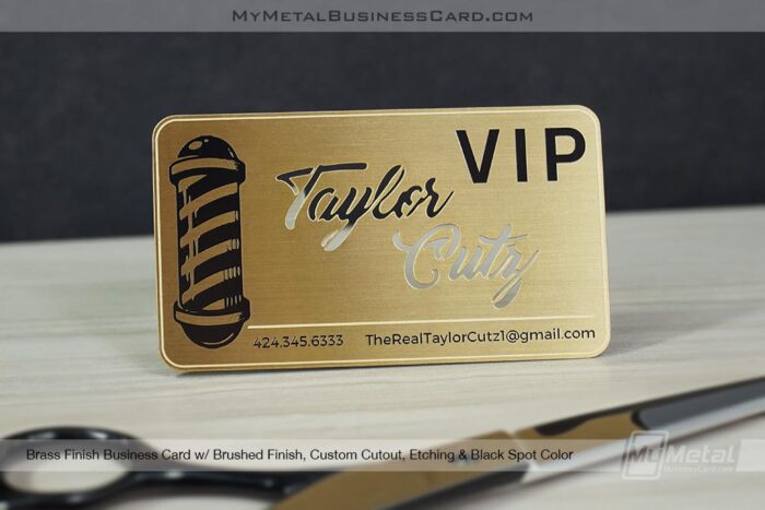 Brass Finish Metal Business Cards for Barbers