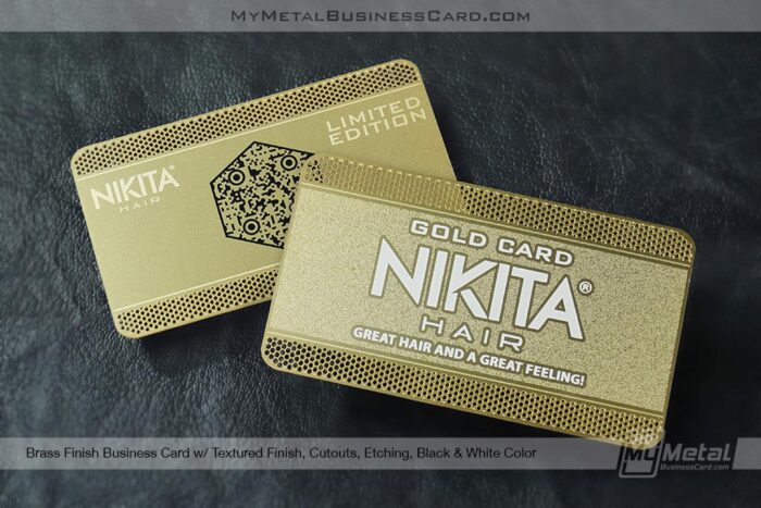 Brass Finish Metal Membership Cards with QR Code for Hairdressers