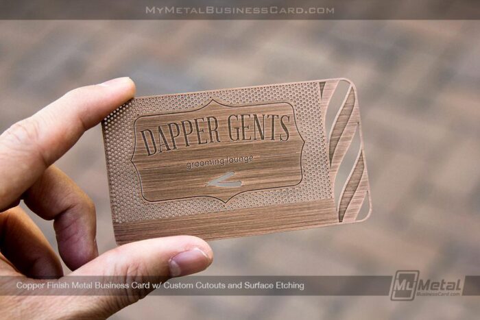 Copper Finish Metal Business Card For Barbers