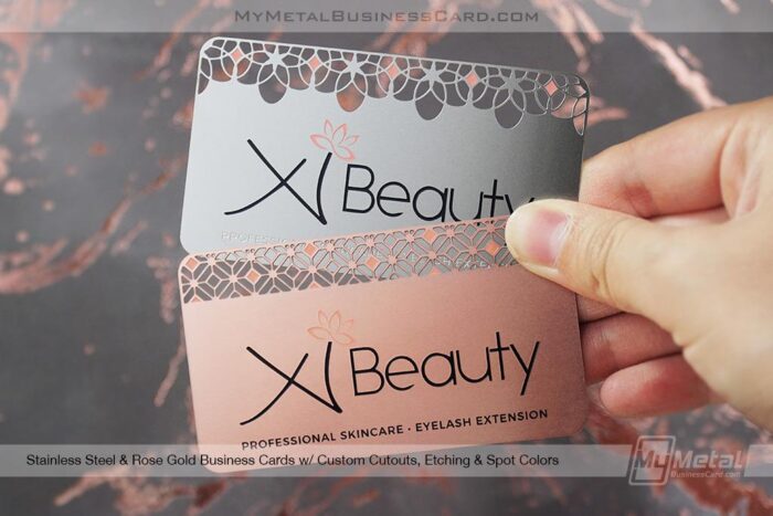 Stainless Steel and Rose Gold Metal Business Cards for Salon Owners
