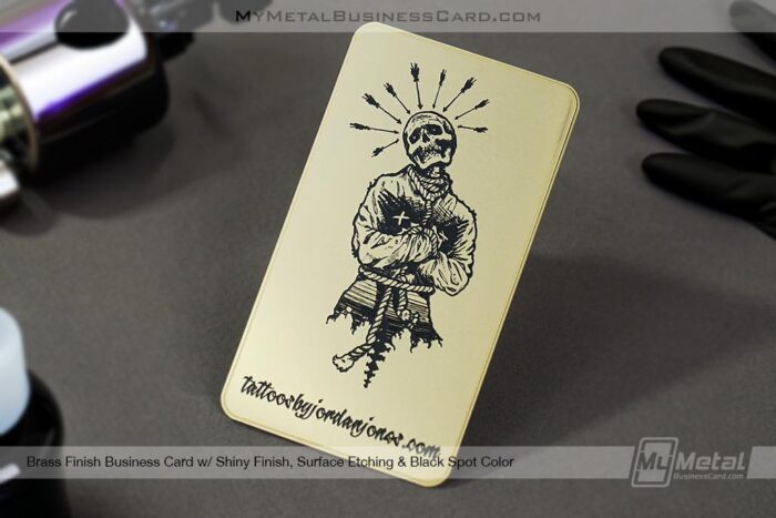 Brass Finish Metal Business Cards for Tattoo Artists
