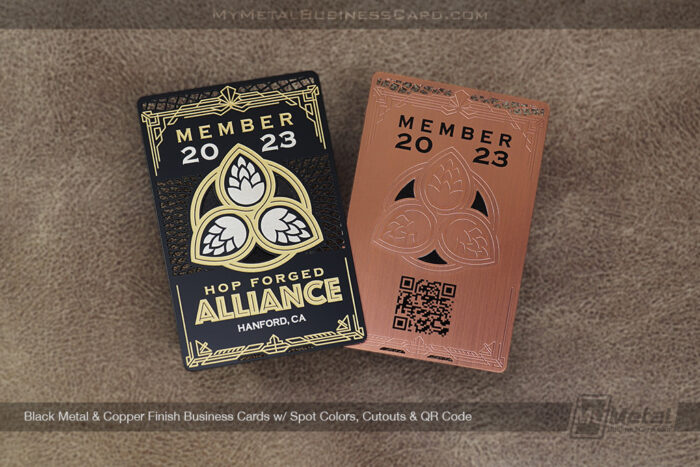 My Metal Business Card | Black Metal Copper Finish Business Cards Spot Colors Cutouts Qr Code Hop Alliance