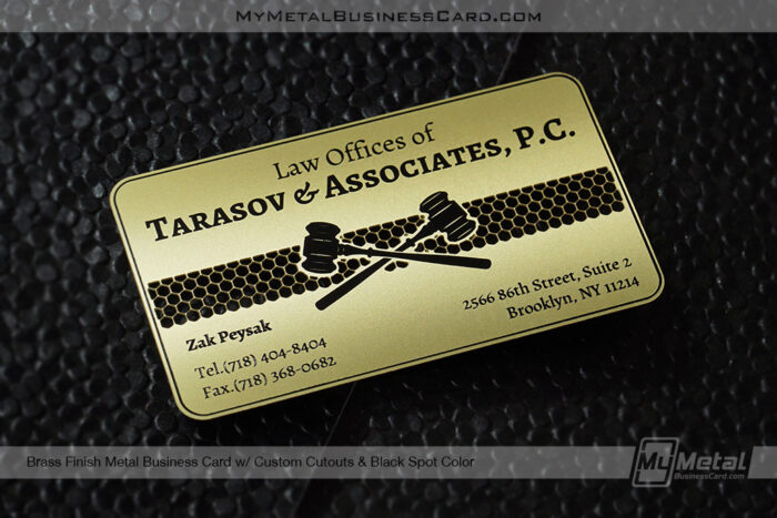 My Metal Business Card | Brass Finish Metal Business Card Custom Cutouts Black Spot Color Tarasov