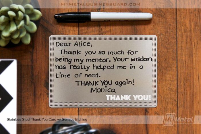 Stainless Steel Thank You Card