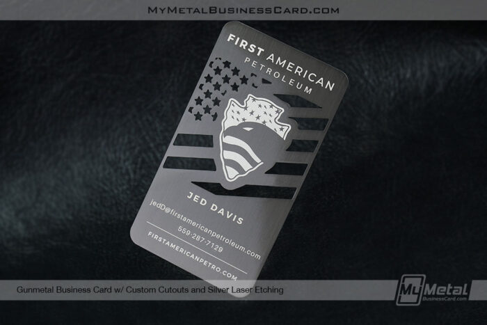 Gunmetal-Business-Card-Custom-Cutouts-Silver-Laser-Etching-First-American