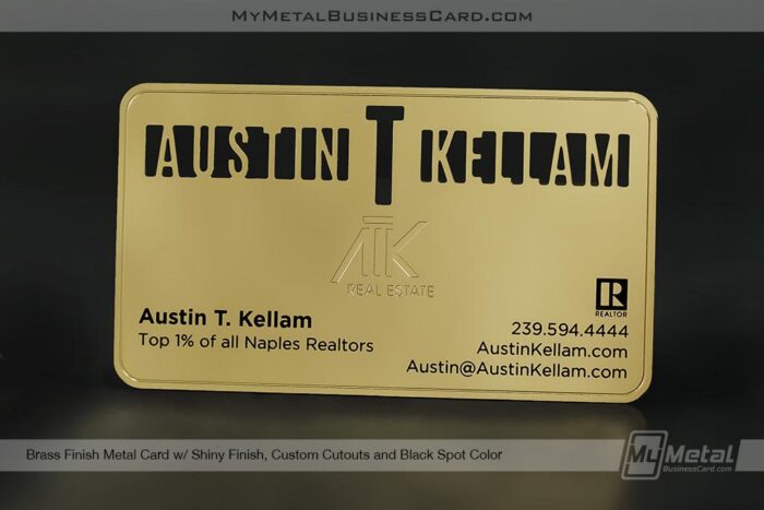 brass finish metal card shiny finish