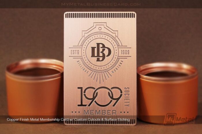 copper finish metal membership card