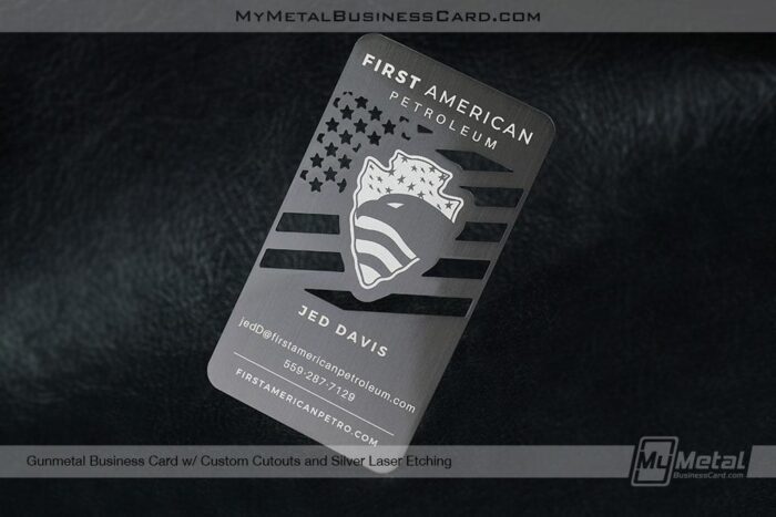gunmetal business card custom cutouts