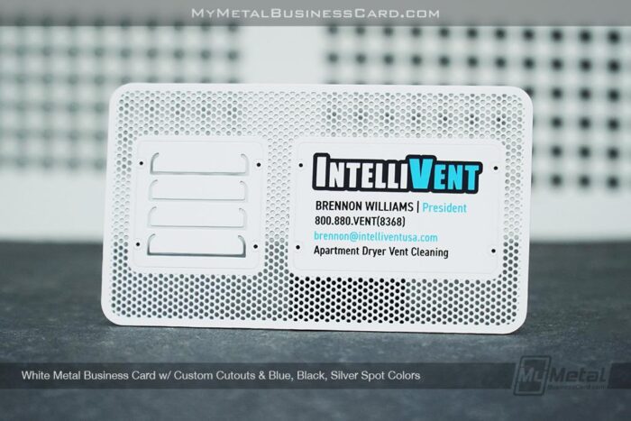 white metal business card