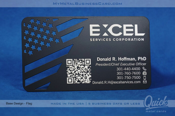 My Metal Business Card | Black Quick Metal Card Flag Excel Corp QR Code