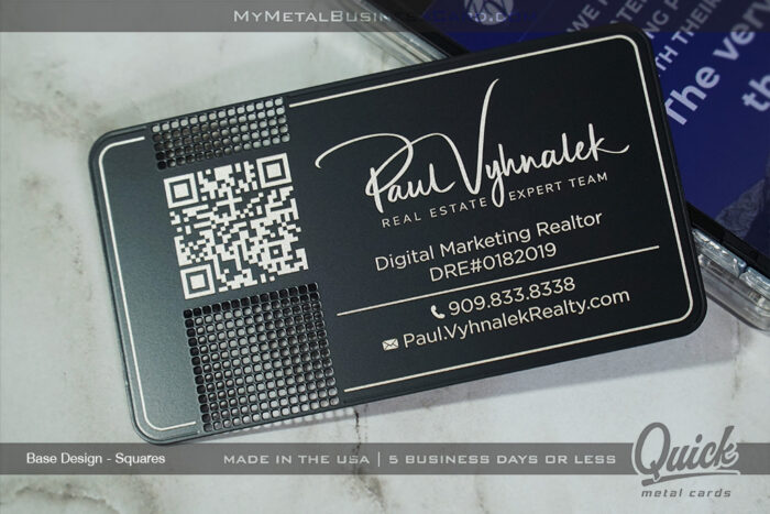 My Metal Business Card | Black Quick Metal Card Squares Real Estate QR Code