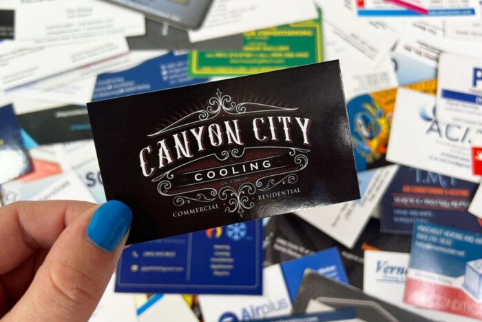 Metal business card for HVAC companies