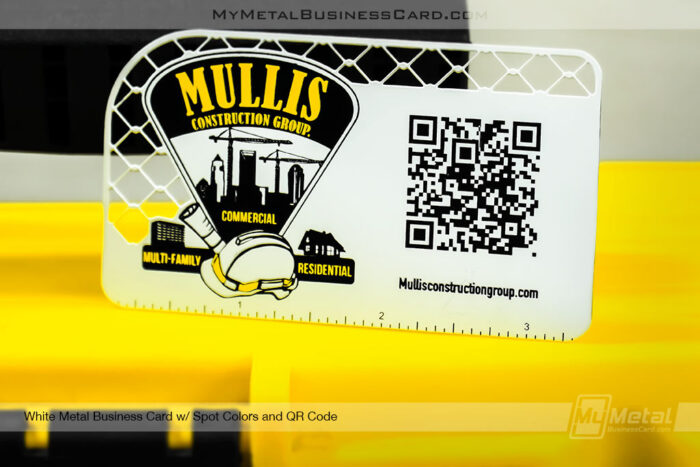My Metal Business Card | White Metal Construction Business Card with Ruler and QR Code Mutiuse