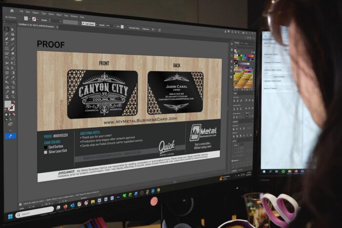 designing a Metal business card for HVAC companies