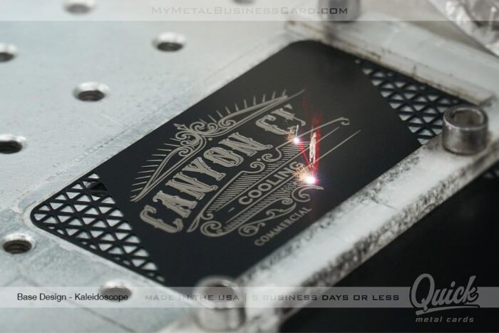 laser etching a Metal business card for HVAC companies