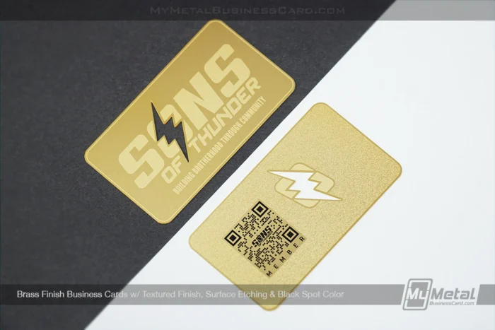 Top Business Cards with QR Codes 8 My Metal Business Card | Brass Finish Business Card Textured Surface Etch Black Color QR Code Sons