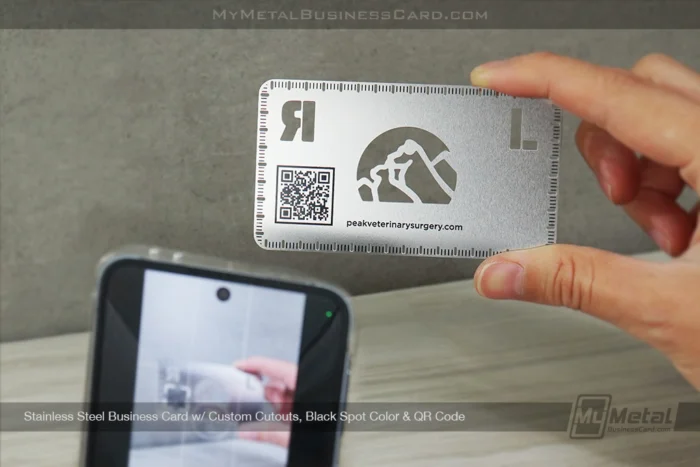 Top Business Cards with QR Codes 9 My Metal Business Card | Stainless Steel Business Card Cutouts Black QR Code Peak Vet