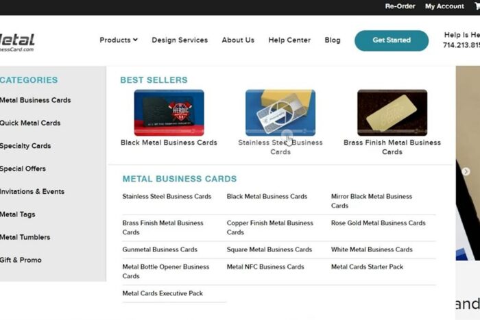 Step 1 Choose Your Metal Business Card Product