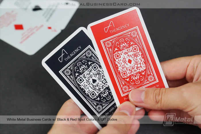 Top Business Cards with QR Codes 6 My Metal Business Card | White Metal Business Cards Black Red QR Code Playing Cards Agency