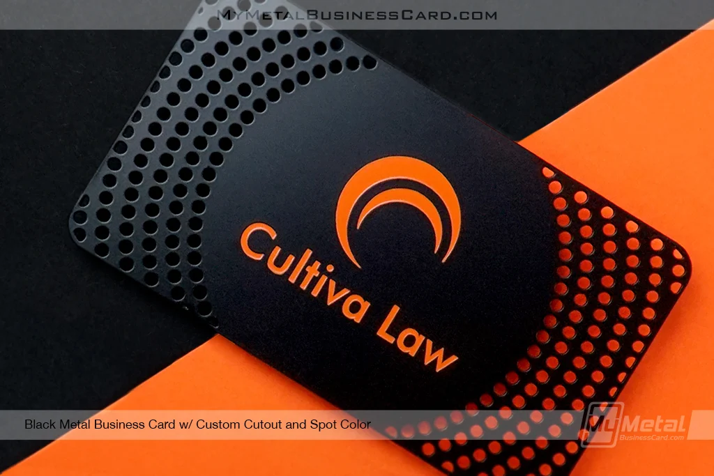 My Metal Business Card |&nbsp;Back Metal Business Card Custom Cutouts Orange Spot Color