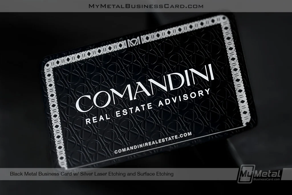 My Metal Business Card |&nbsp;Black Metal Real Estate Luxury Business Card Lux Surface Etching and Silver
