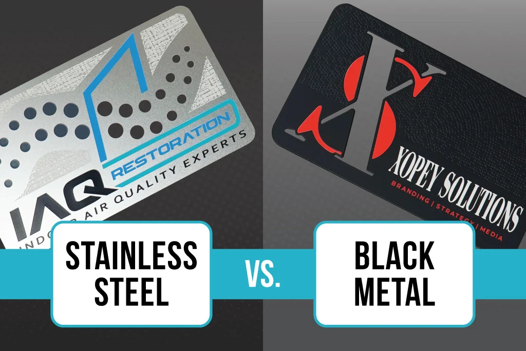 Metal Business Card Finishes: Black Metal vs. Stainless Steel Cards