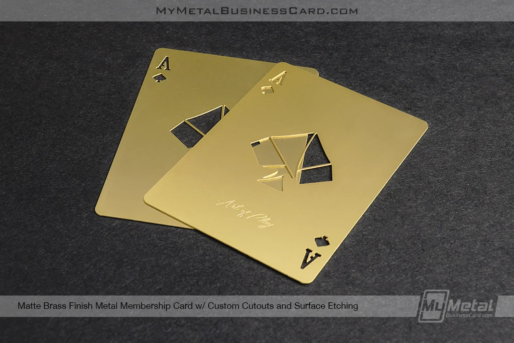 My Metal Business Card |&nbsp;Matte Brass Finish Metal Membership Card With Playing Card Ace Design