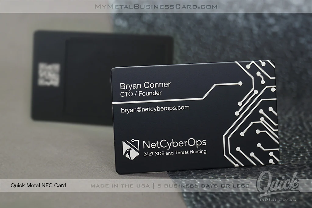 My Metal Business Card |&nbsp;Quick Metal NFC Business Card Silver Laser Etching NetCyberOps