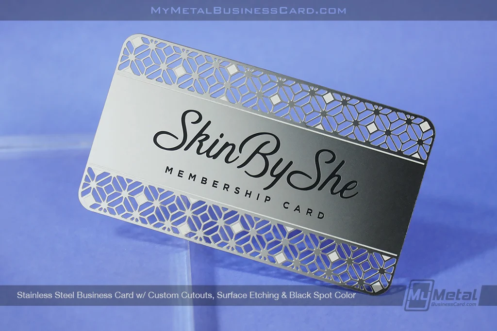 My Metal Business Card |&nbsp;Stainless Steel Business Card Custom Cutouts Etching Black SkinbyShe