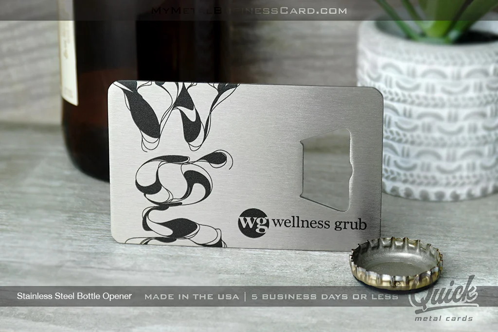 My Metal Business Card |&nbsp;Stainless Steel Quick Metal Bottle Opener Business Card With Printed Black Color Design