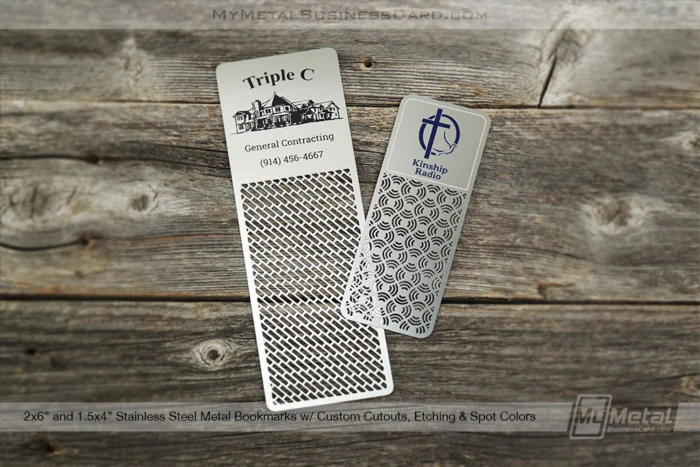My Metal Business Card |&nbsp;2x6 1.4x4 Stainless Steel Bookmarks Cutouts Etching Spot Colors Sizes