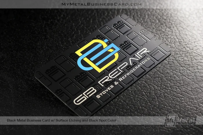 My Metal Business Card |&nbsp;Black Metal Business Card With Surface Etching And Black Spot Color 25997