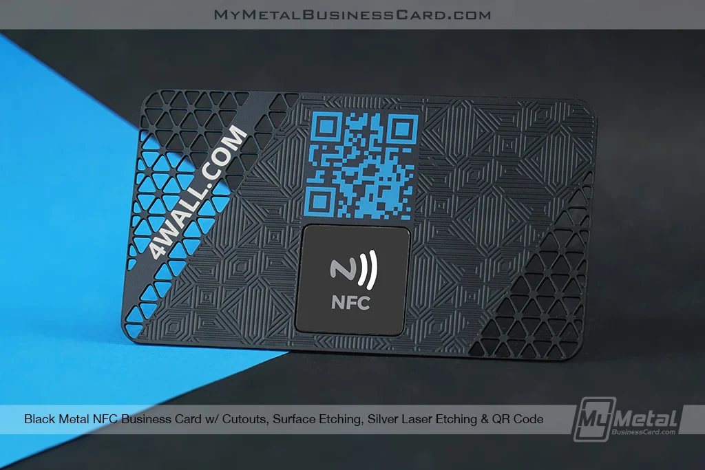 My Metal Business Card |&nbsp;Black Metal NFC Business Card Cutouts Surface Etching Silver Laser Etching QR Code 4Wall