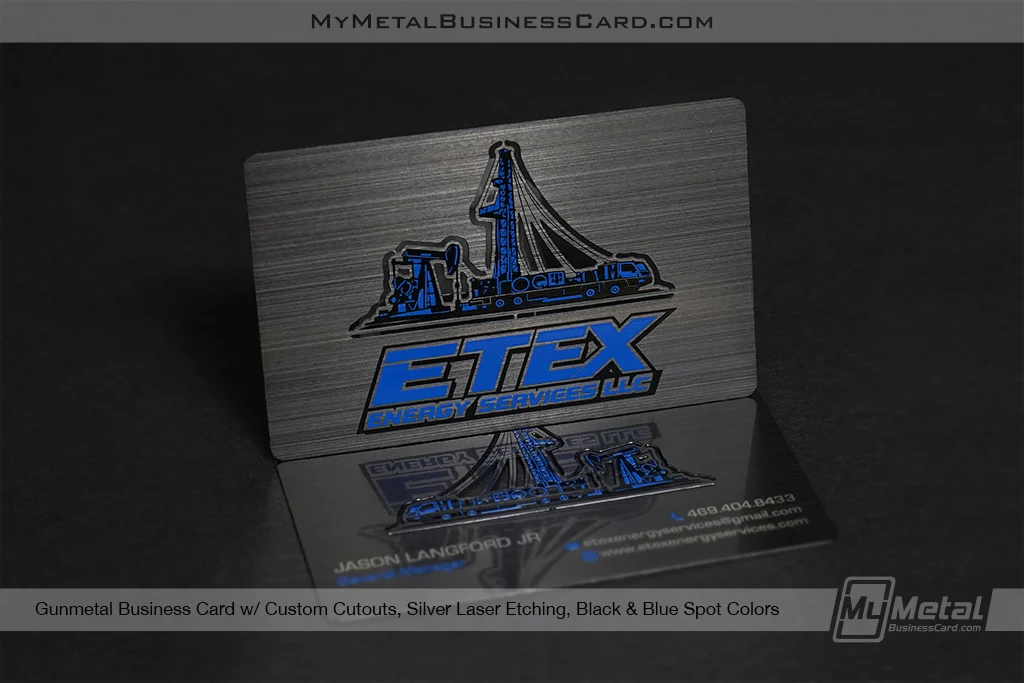 My Metal Business Card |&nbsp;Gunmetal Business Card Cutouts Silver Etch Black Blue Color