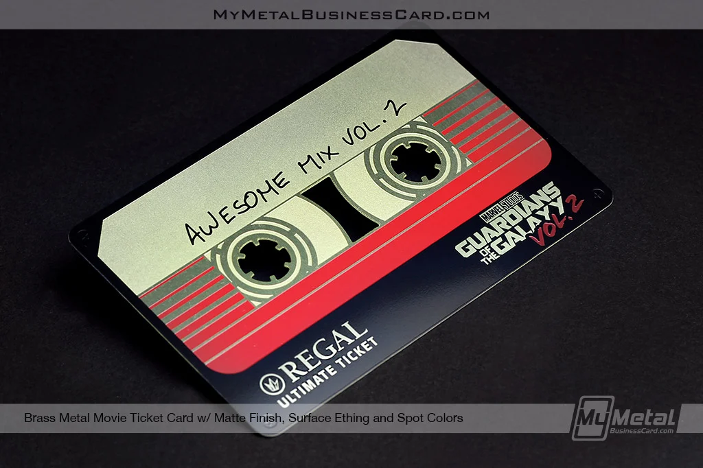 My Metal Business Card |&nbsp;Matte Brass Metal Business Card For Guardians of The Galaxy Movie Ticket 27398