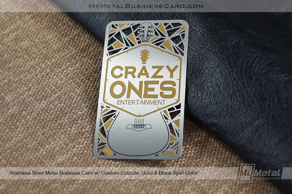 My Metal Business Card |&nbsp;Stainless Steel Metal Business Card Custom Cutouts Gold Black Spot Colors Crazy Ones