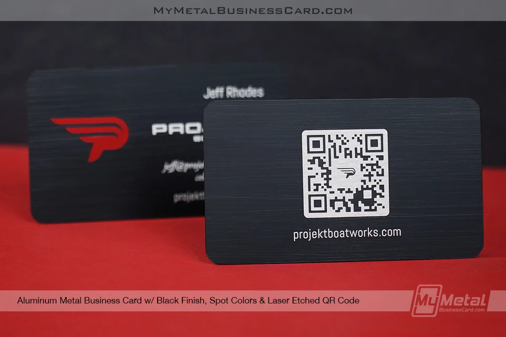 My Metal Business Card |&nbsp;Aluminum Metal Business Card Black Finish Spot Colors Laser Etched QR Code Projekt