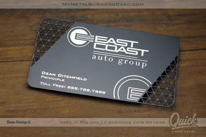My Metal Business Card |&nbsp;Black Quick Metal Business Card for Auto Group With Triangular Design Cutout Pattern