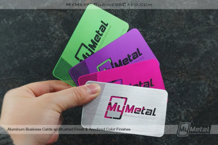 My Metal Business Card |&nbsp;Aluminum Business Cards Brushed Anodized Green Purple Pink Color Finishes