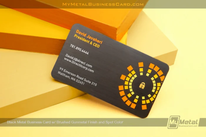 My Metal Business Card |&nbsp;Back Metal Business Card Brushed Gunmetal Spot Color