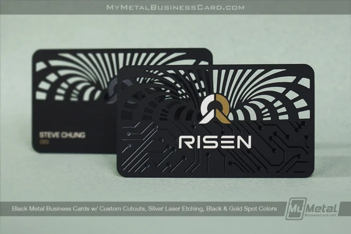 My Metal Business Card |&nbsp;Black Metal Business Card Cutouts Silver Etch Black Gold Risen