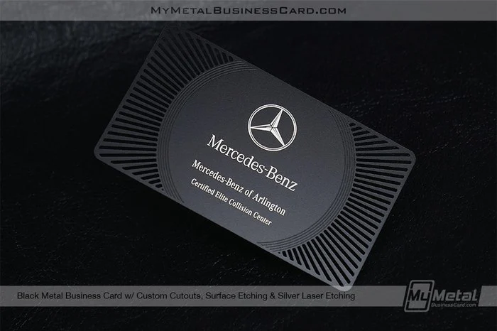 My Metal Business Card |&nbsp;Black Metal Business Card Cutouts Surface Etch Silver Etch Mercedes Benz