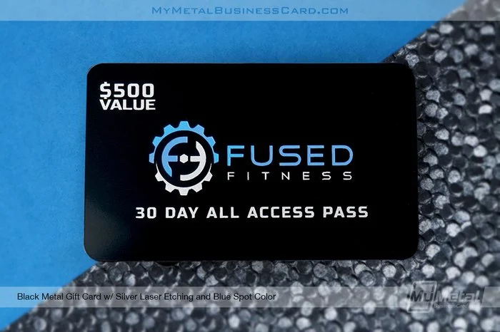My Metal Business Card |&nbsp;Black Metal Gift Card Silver Laser Etching Blue Spot Color Fused