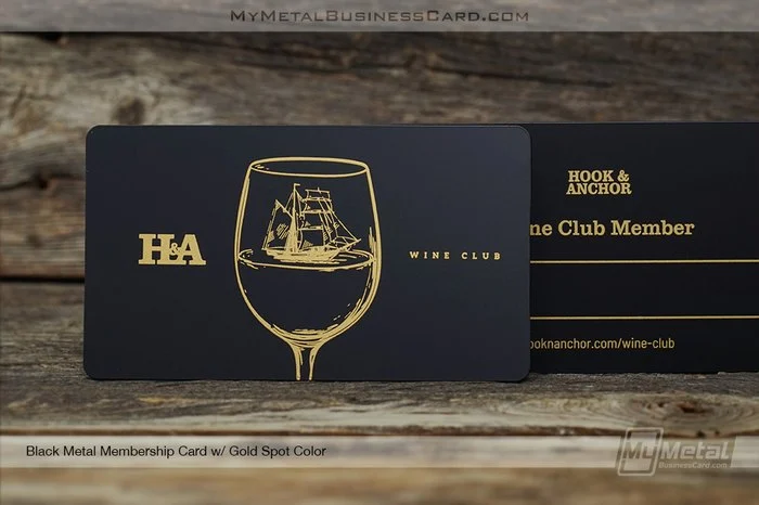 My Metal Business Card |&nbsp;Black Metal Membership Card Gold Color Hook Anchor