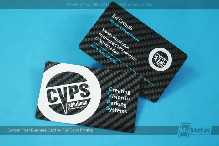 My Metal Business Card |&nbsp;Carbon Fiber Business Card Blue White Print Hacker Design