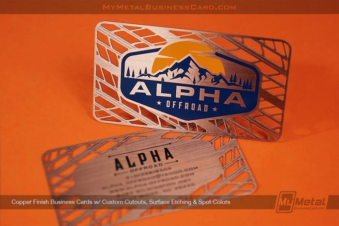 My Metal Business Card |&nbsp;Copper Finish Business Cards Custom Cutouts Surface Etching Spot Colors Alpha